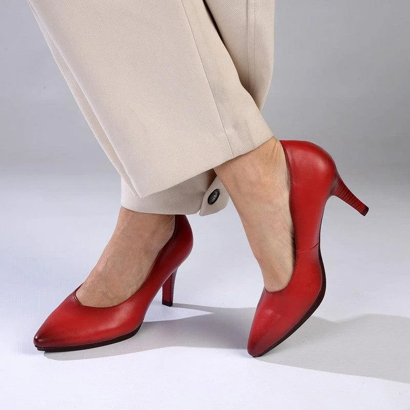 Soft Style Hush Puppies Phillipa Court Heel - Red---Fashionable Kitten Heels for Date Night