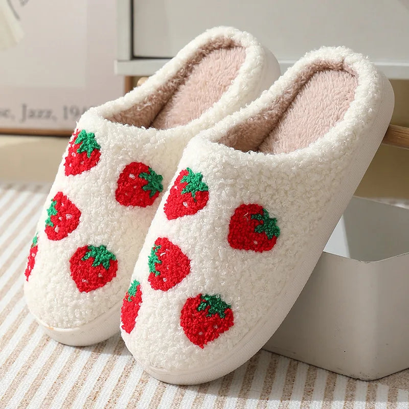 Versatile Heeled Sandals for Any Occasion---Sohiwoo Cute Cartoon House Cotton Slippers Women Winter Soft Sole Fluffy Fur Slippers Woman Flat Heels Couple Warm Plush Shoes