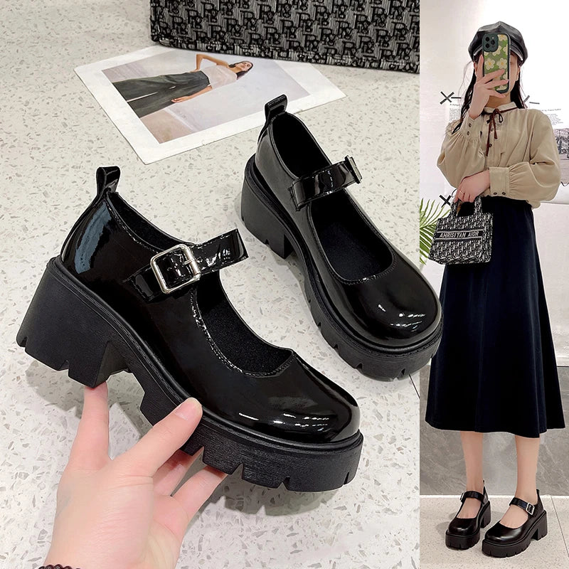 Stylish Platform Heels for Extra Height--Sohiwoo Platform Shoes Heels  Women Japanese Style Vintage Pumps for Women College Student Women's Shoes