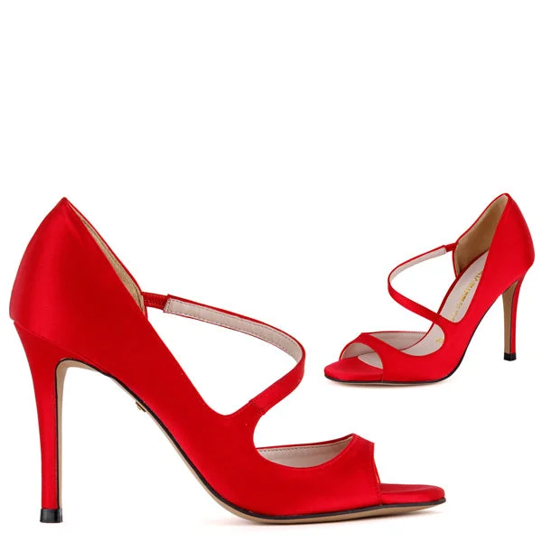 SONATE - red satinAffordable Satin Heels with a Luxe Touch