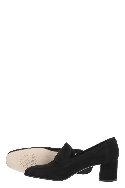 Trendy Chunky Heel Pumps for Casual Wear--Essenziale Loafer - Black