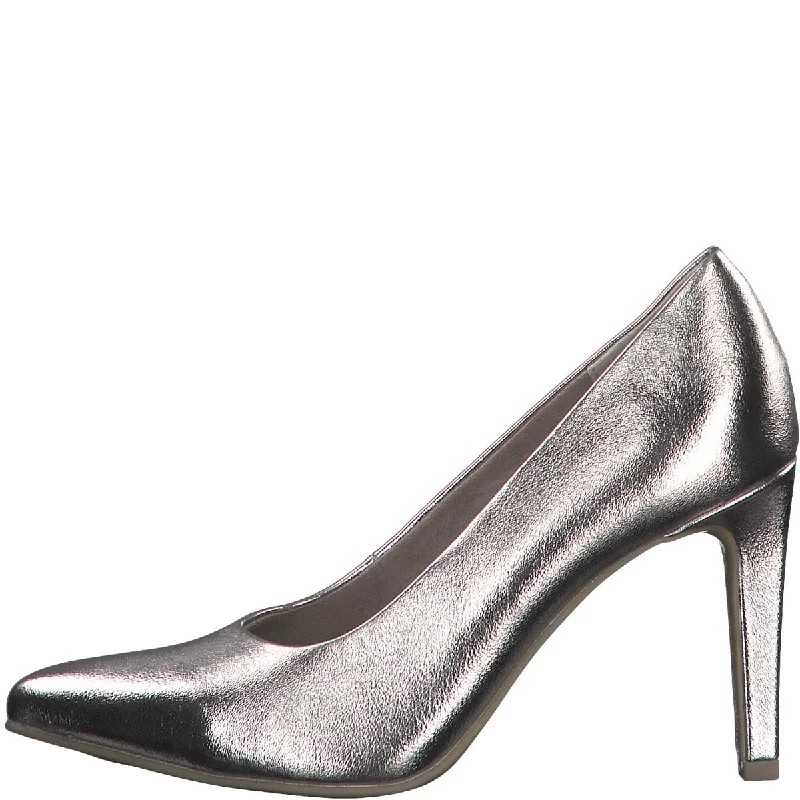 Stiletto Heel Pumps with Perfect Fit--Sophisticated Pweter Pointed Toe Heels-Fashionable & Classic