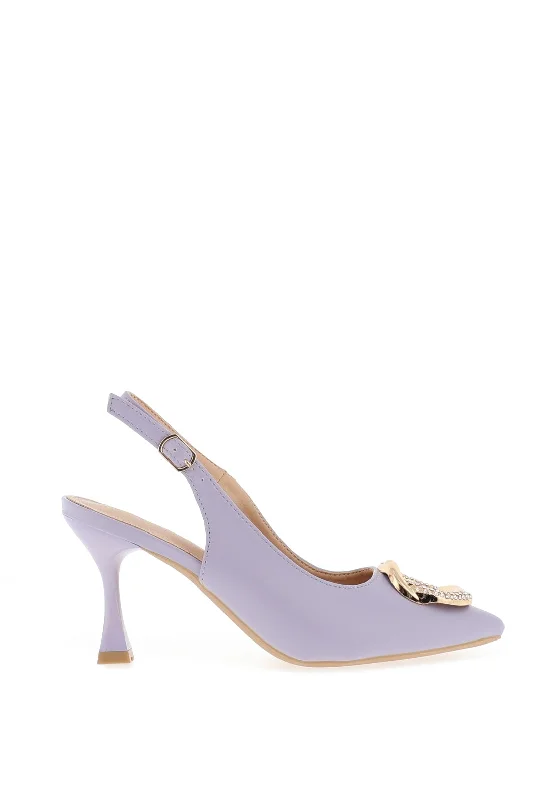 Sorento Ellingham Embellished Sling Back Heeled Shoes, Lilac---Chic Embellished Pumps for a Glamorous Look