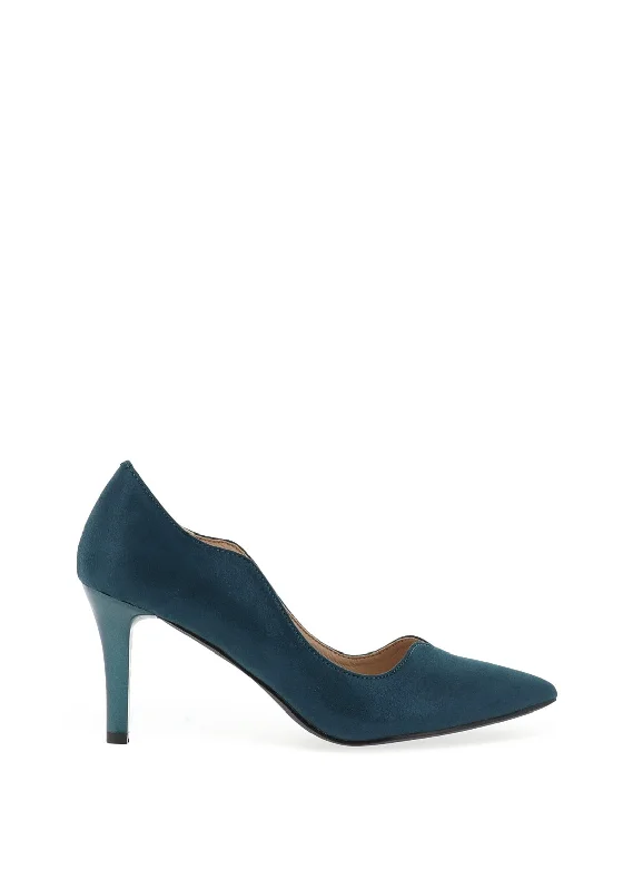 Stiletto Heel Pumps with Perfect Fit--Sorento Lyrath Shimmer Pointed Toe Court Shoes, Teal-Fashionable & Classic