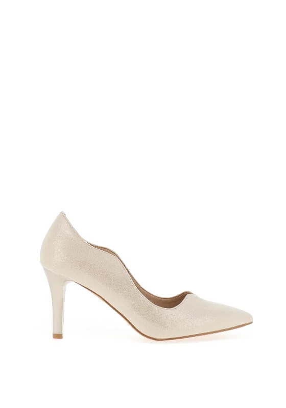 Stiletto Heel Pumps with Perfect Fit--Sorento Lyrath Shimmer Pointed Toe Court Shoes, Gold-Fashionable & Classic