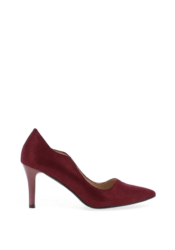 Stiletto Heel Pumps with Perfect Fit--Sorento Lyrath Shimmer Pointed Toe Court Shoes, Wine-Fashionable & Classic