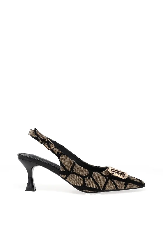 Versatile Heeled Sandals for Any Occasion---Sorento Peterstone Brooch Detail Heels, Black