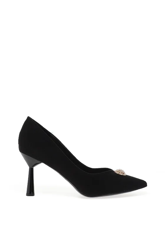 Versatile Heeled Sandals for Any Occasion---Sorento Riverbank Pointed Court Heels, Black