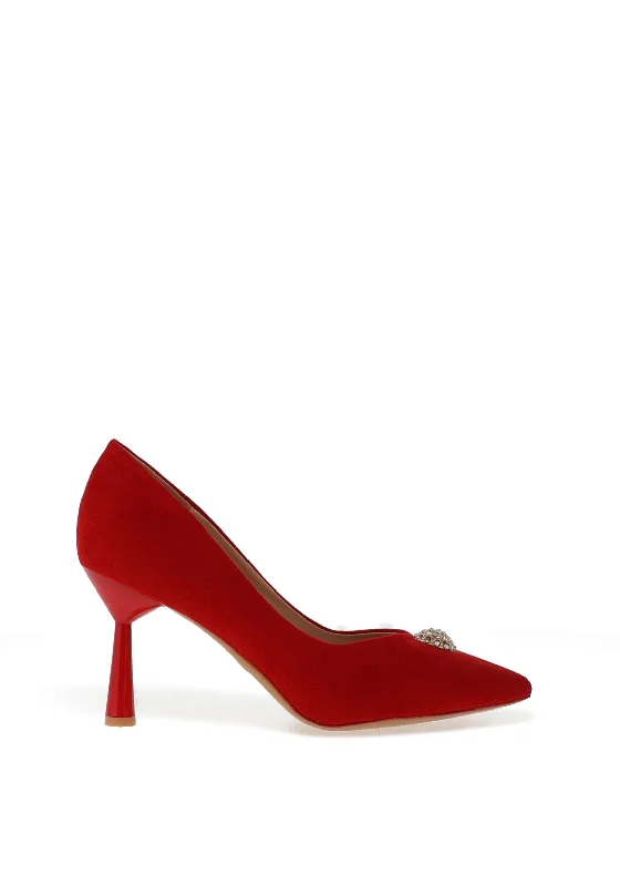 Versatile Heeled Sandals for Any Occasion---Sorento Riverbank Pointed Court Heels, Red