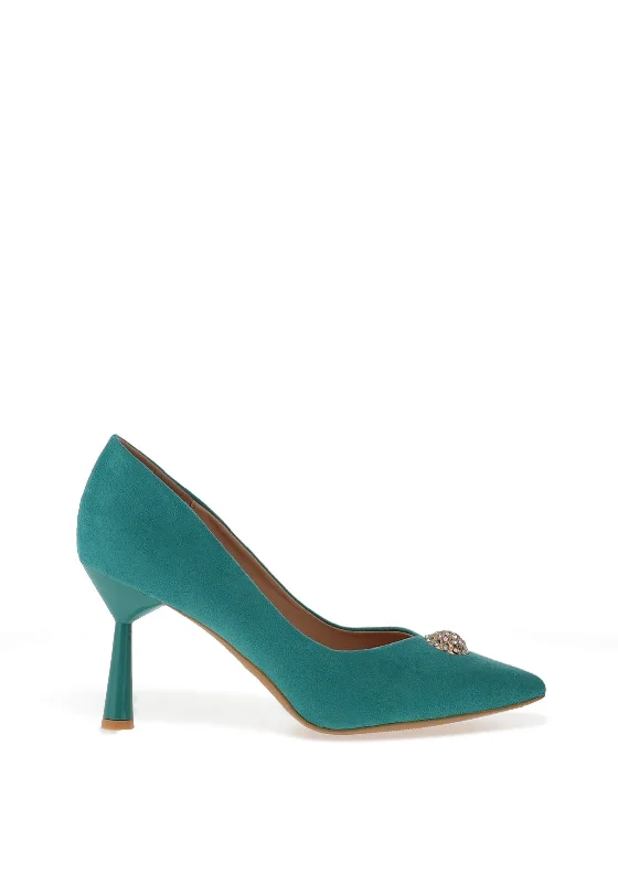 Versatile Heeled Sandals for Any Occasion---Sorento Riverbank Pointed Court Heels, Teal