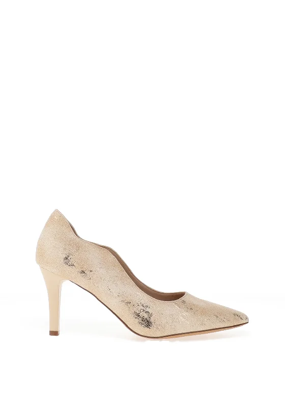 Stiletto Heel Pumps with Perfect Fit--Sorento Charlesville Pointed Toe Heels, Gold-Fashionable & Classic