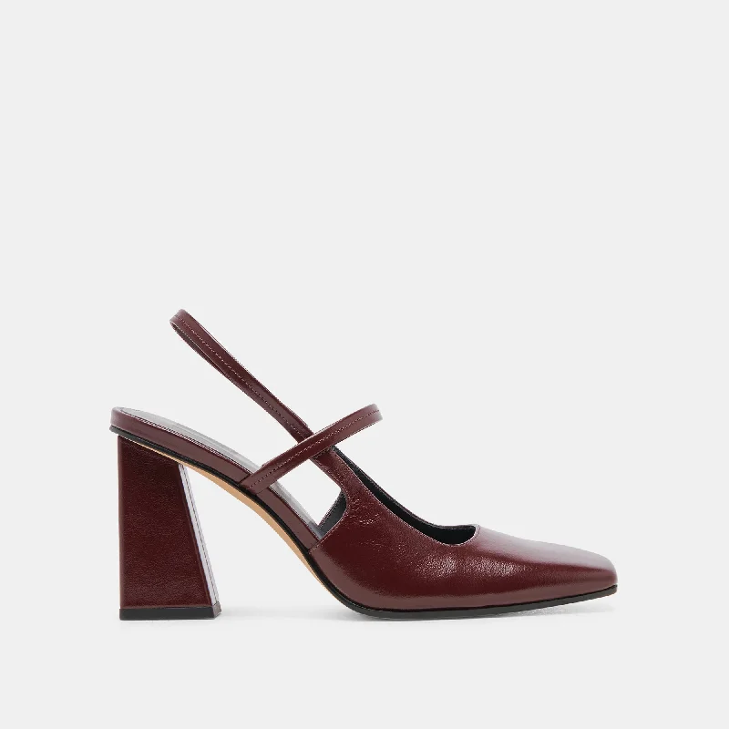 Stiletto Heel Pumps with Perfect Fit--SOYER HEELS BURGUNDY CRINKLE PATENT-Fashionable & Classic