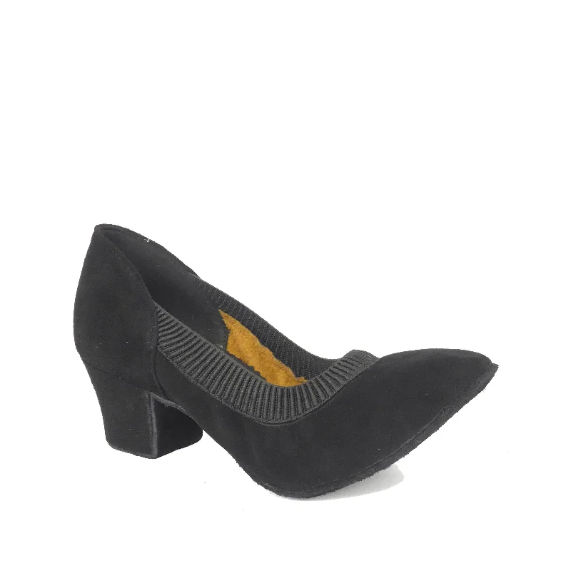 Affordable Suede Ankle Pumps for All-Day Wear--Stagelight Premiere: Carmen: Midnite Suede w/ Elastic | 1.5" Cortes