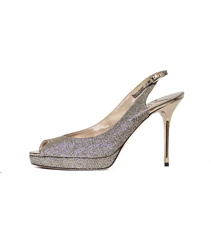 Stiletto Heel Pumps with Perfect Fit--Sparkle Peep-Toe Slingback Heels-Fashionable & Classic