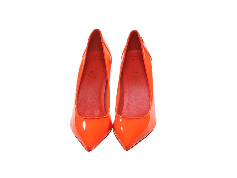 Sleek and Shiny Patent Pump Heels for a Polished Look--Sporty Kate Orange Patent Leather High Heel Pumps