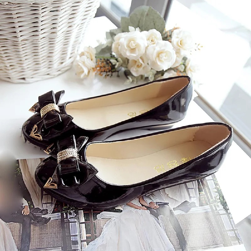 Spring Autumn Toe Flat Heel Bow Tie Shoes Women Fashion Women's Flat Shoes---Charming Bow Pumps for a Cute and Stylish Look