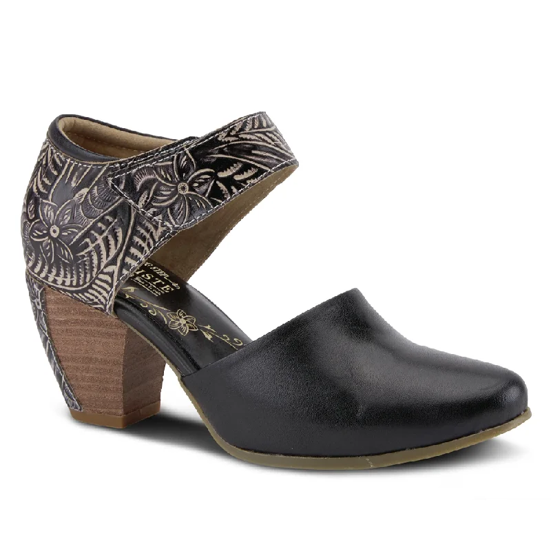 L'Artiste By Spring Step Toolie Black Leather (Women's)---Comfortable Leather Pumps for Office and Everyday Wear