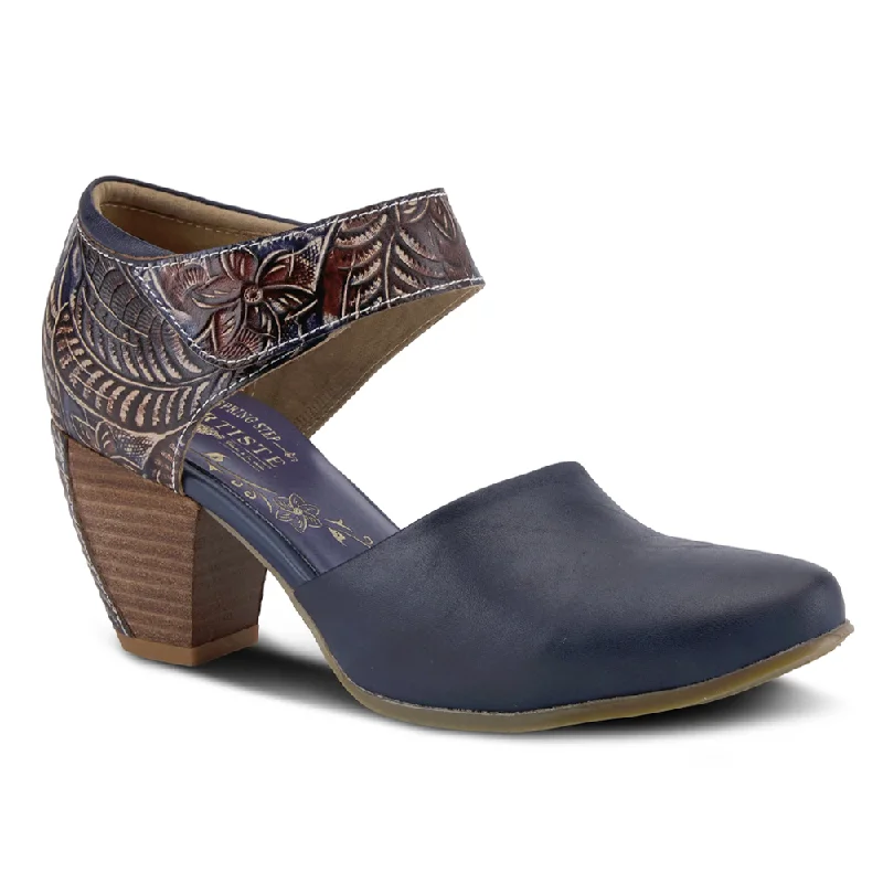 L'Artiste By Spring Step Toolie Blue Leather (Women's)---Comfortable Leather Pumps for Office and Everyday Wear