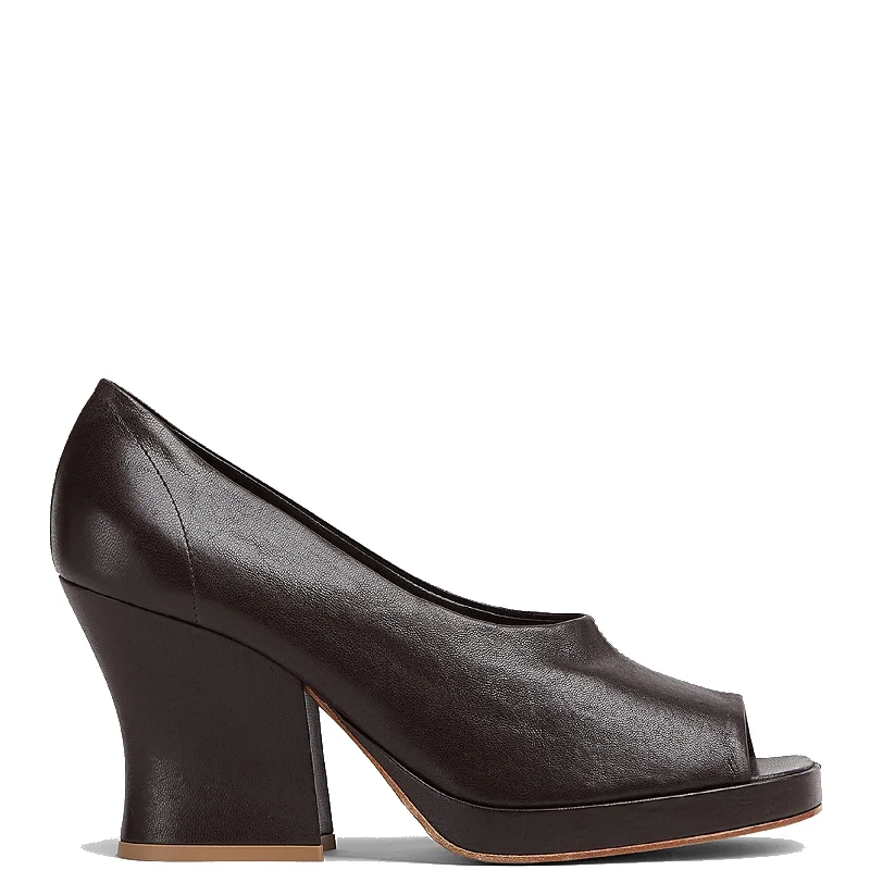 Versatile Dress Heels for Formal and Casual Wear---Stack Pump, Fondente