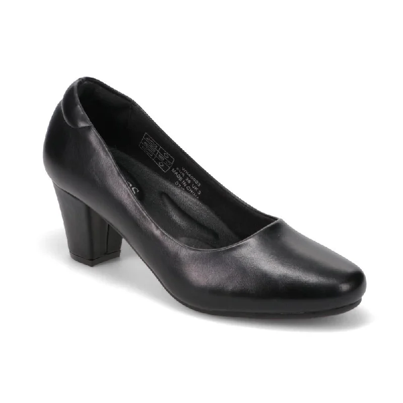 Stiletto Heel Pumps with Perfect Fit--Stacked-Heel Court Shoes - WK40003 / 326 148-Fashionable & Classic