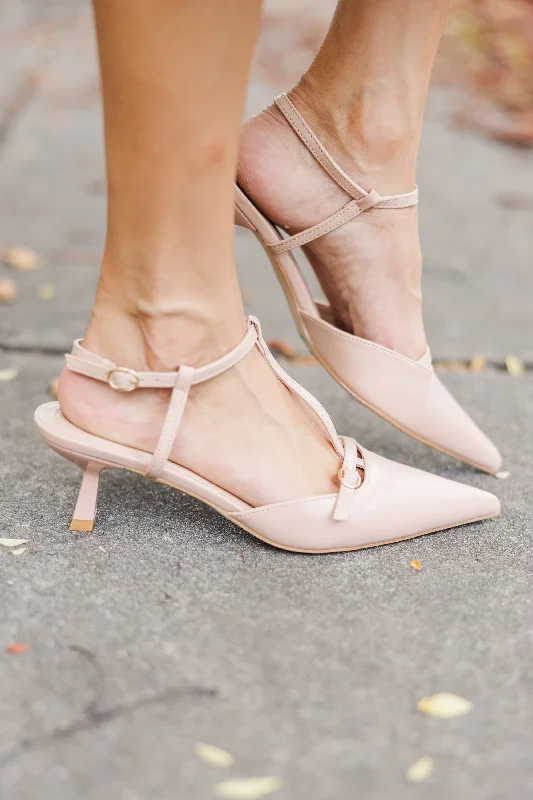 Stay On Point Nude Kitten Heels---Fashionable Kitten Heels for Date Night