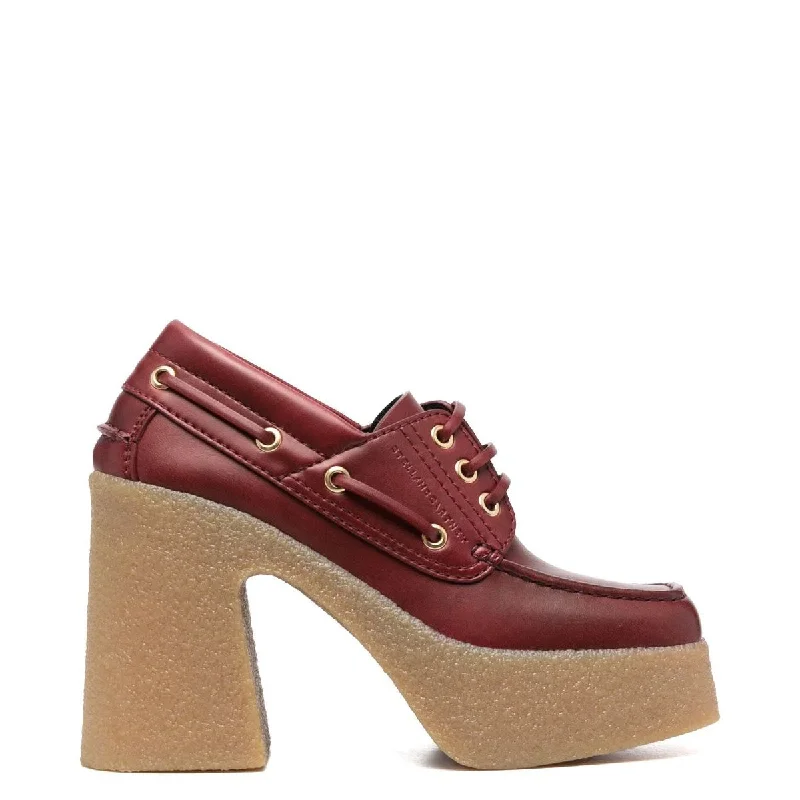 Trendy Chunky Heel Pumps for Casual Wear--Skyla Lace Chunky Heel Loafer, Bordeaux