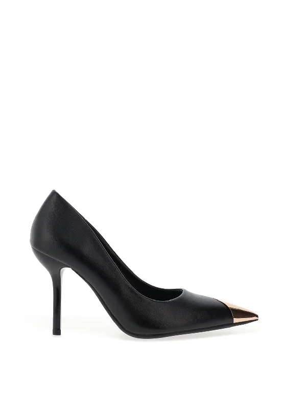 Versatile Heeled Sandals for Any Occasion---Zen Collection Gold Toe Heeled Court Shoes, Black