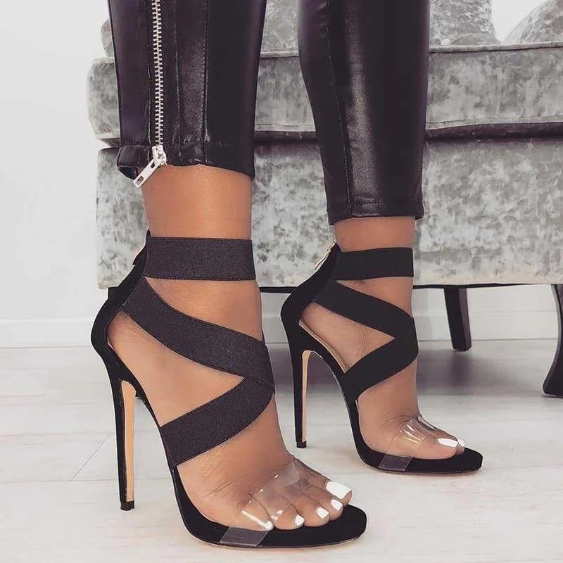 Versatile Heeled Sandals for Any Occasion---Stretch Ankle-Wrap Heels