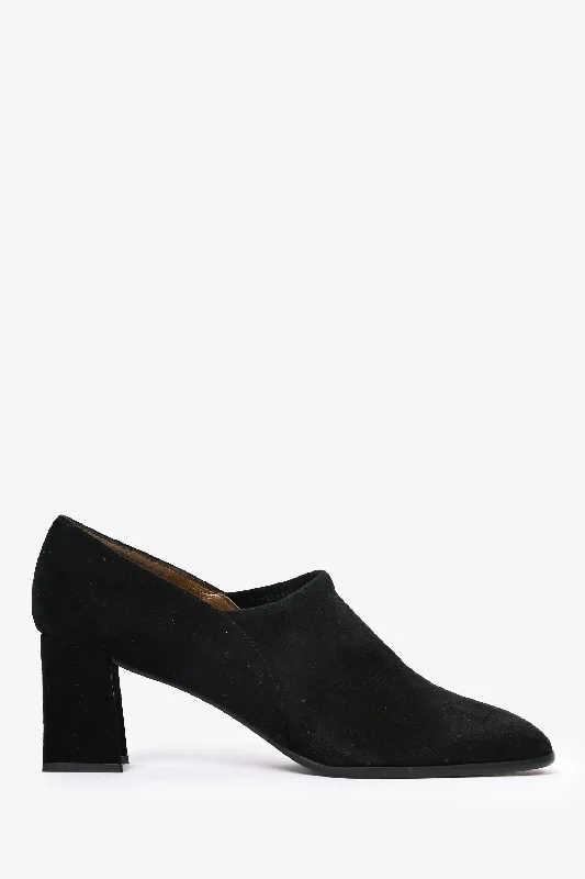 Affordable Suede Ankle Pumps for All-Day Wear--Stuart Weitzman Black Suede Block Heels Size 10