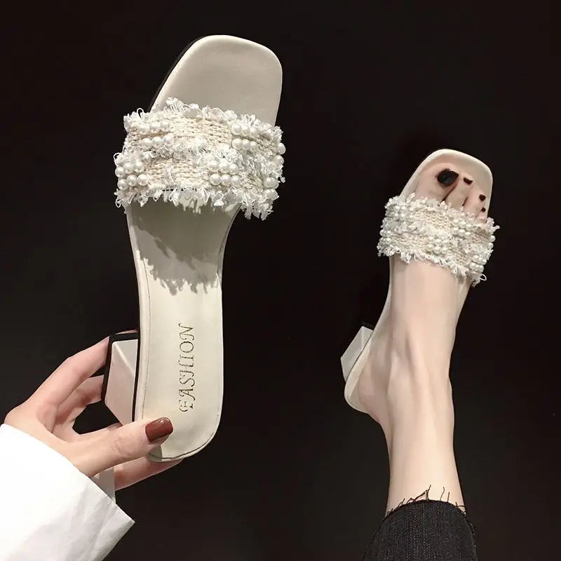 Affordable Rhinestone Pumps for a Dazzling Look---White Crystals Shoes Rhenstone Slides Job Jewels Women's Slippers and Ladies