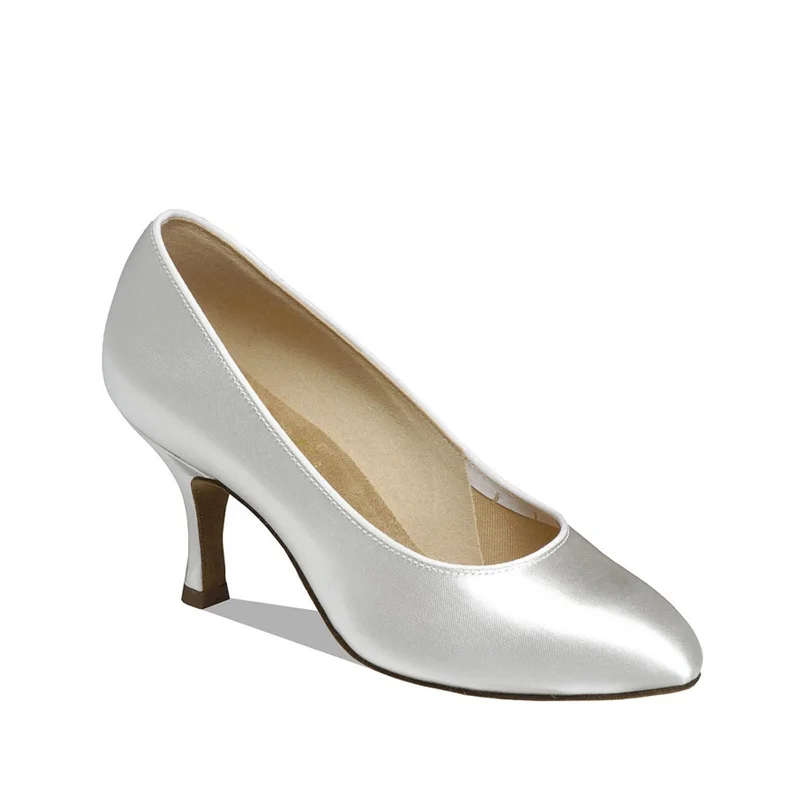 Supadance: S1016 | White Satin | 3" ContourAffordable Satin Heels with a Luxe Touch