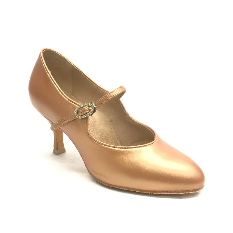 Supadance: S1012 | Peach Sateen Leather | 2.5" Contour---Comfortable Leather Pumps for Office and Everyday Wear