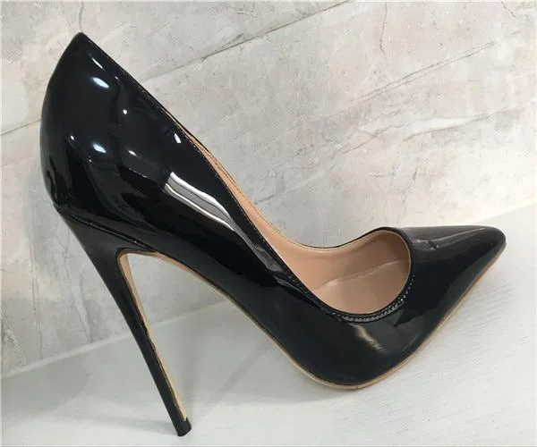 Sleek and Shiny Patent Pump Heels for a Polished Look--Women high heel shoes wedding pumps pointed toes patent leather fashion shoes 8cm 10cm 12cm size 34-44