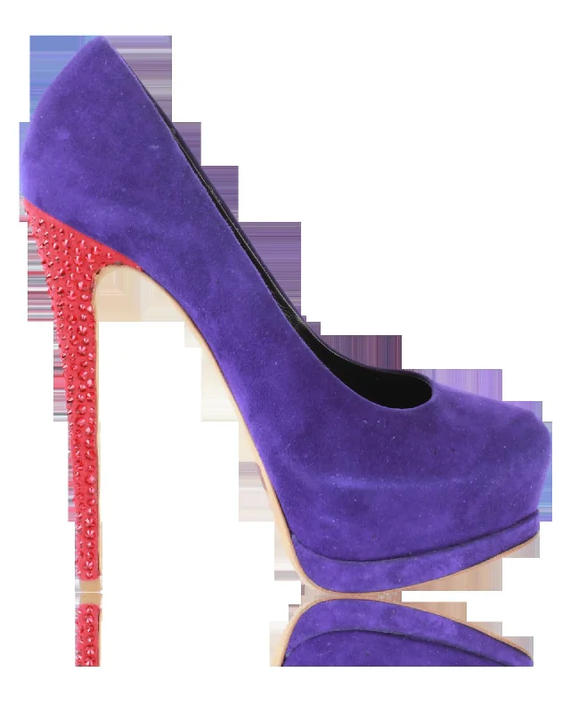 Affordable Suede Ankle Pumps for All-Day Wear--Colorful Suede Pumps with Coral Heel