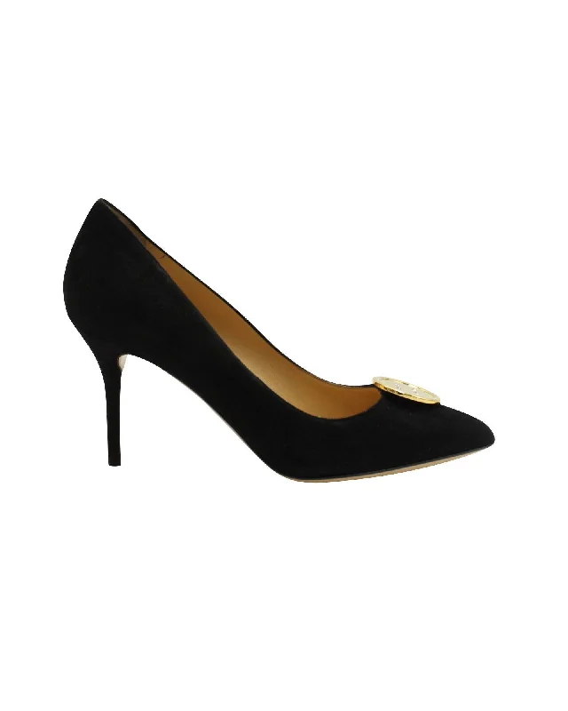 Affordable Suede Ankle Pumps for All-Day Wear--Black Suede Limited Edition Desiree Button Up Pumps