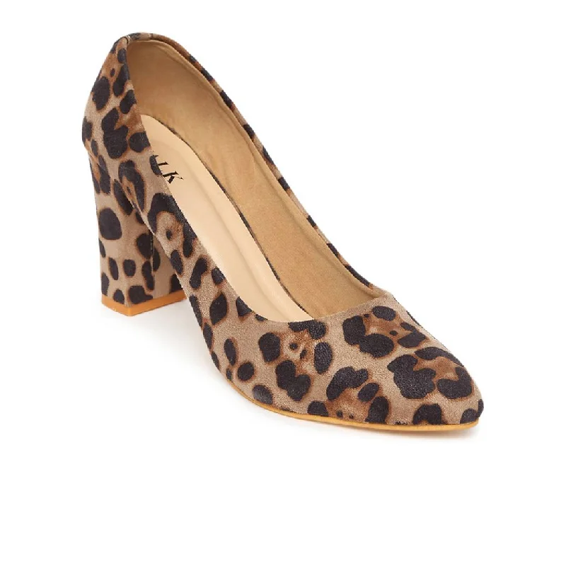 Synthetic Leopard Print Heels---Fashionable Kitten Heels for Date Night