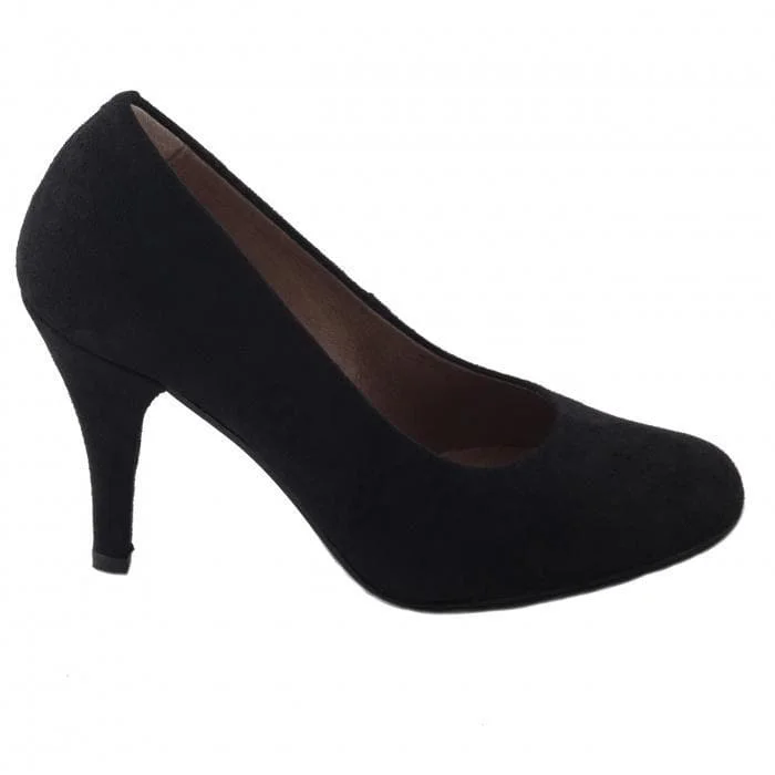 Affordable Suede Ankle Pumps for All-Day Wear--'Taina' Women's Vegan Suede Heel by NAE - Black