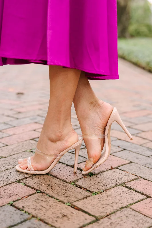 Versatile Heeled Sandals for Any Occasion---Take A Stand Nude Clear Strap Heels