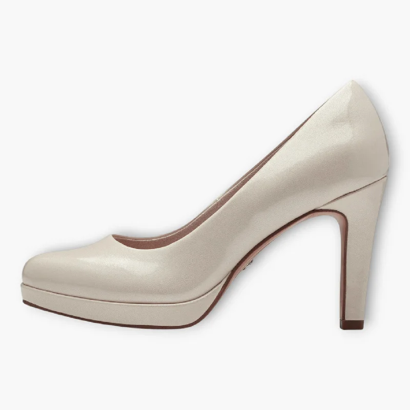 Stylish Platform Heels for Extra Height--Tamaris Champagne Heels with Platform for Added Comfort