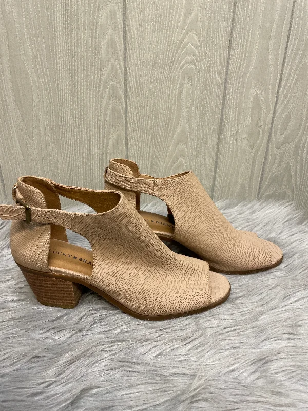 Tan Shoes Heels Block Lucky Brand, Size 10---Fashionable Kitten Heels for Date Night