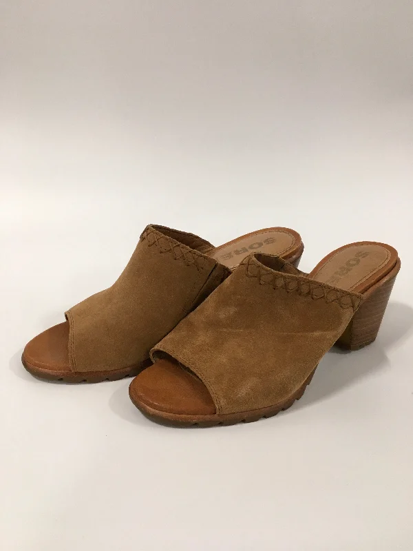 Tan Shoes Heels Block Sorel, Size 7.5---Fashionable Kitten Heels for Date Night