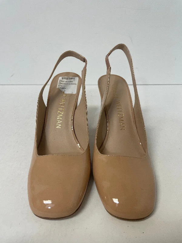 Tan Shoes Heels Block Stuart Weitzman, Size 8---Fashionable Kitten Heels for Date Night