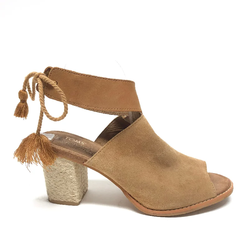 Tan Shoes Heels Block Toms, Size 9---Fashionable Kitten Heels for Date Night