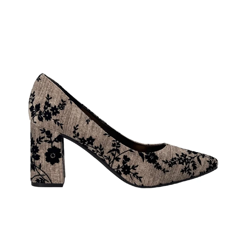 'Tanya 2' vegan high heel by Zette Shoes - taupe eco-flock---Fashionable Kitten Heels for Date Night