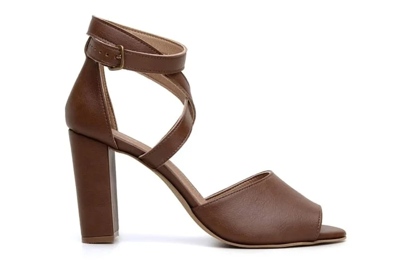 'Tatiana' vegan-leather high-heel by Ahimsa Shoes - cognac---Comfortable Leather Pumps for Office and Everyday Wear