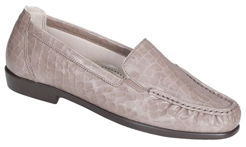 Trendy Chunky Heel Pumps for Casual Wear--TAUPE | Joy Slip On Loafer at Brandy's Shoes Made in USA