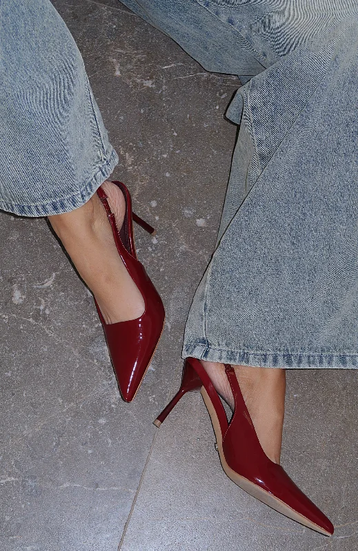 Stiletto Heel Pumps with Perfect Fit--Tayte Slingback Heel Cherry Cola-Fashionable & Classic