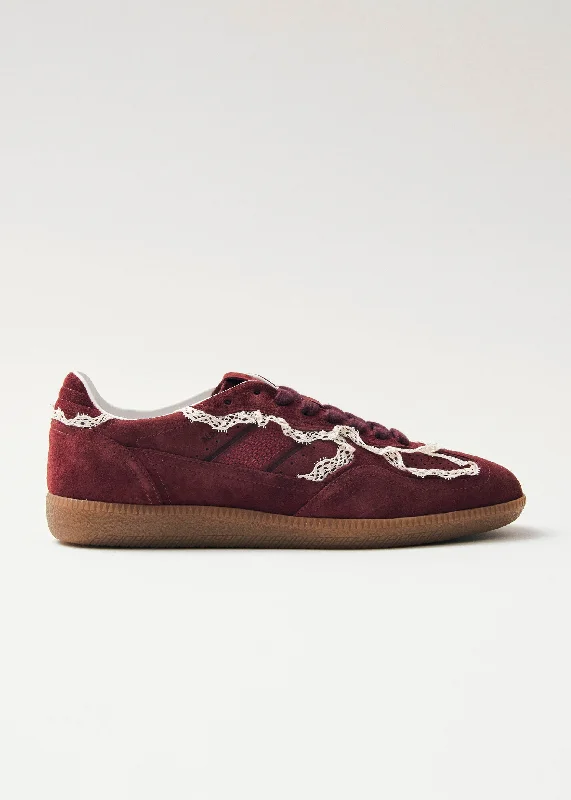 Tb.490 Crochet Burgundy Leather Sneakers---Comfortable Leather Pumps for Office and Everyday Wear