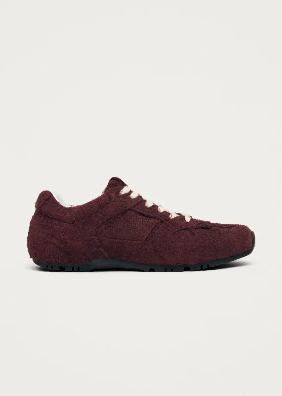 Affordable Suede Ankle Pumps for All-Day Wear--Tb.56 Suede Fuzzy Burgundy Leather Sneakers