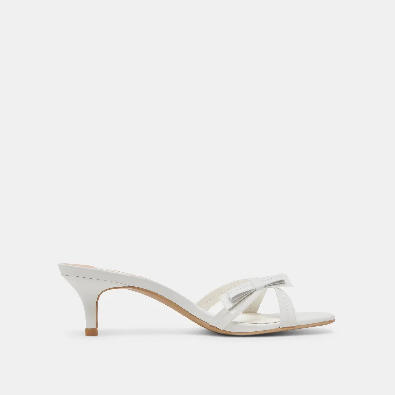 TERISA HEELS TRUE WHITE LEATHER---Comfortable Leather Pumps for Office and Everyday Wear